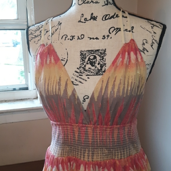 EUC FREE PEOPLE SMOCKED HALTER TUNIC MINI DRESS M - Picture 2 of 6